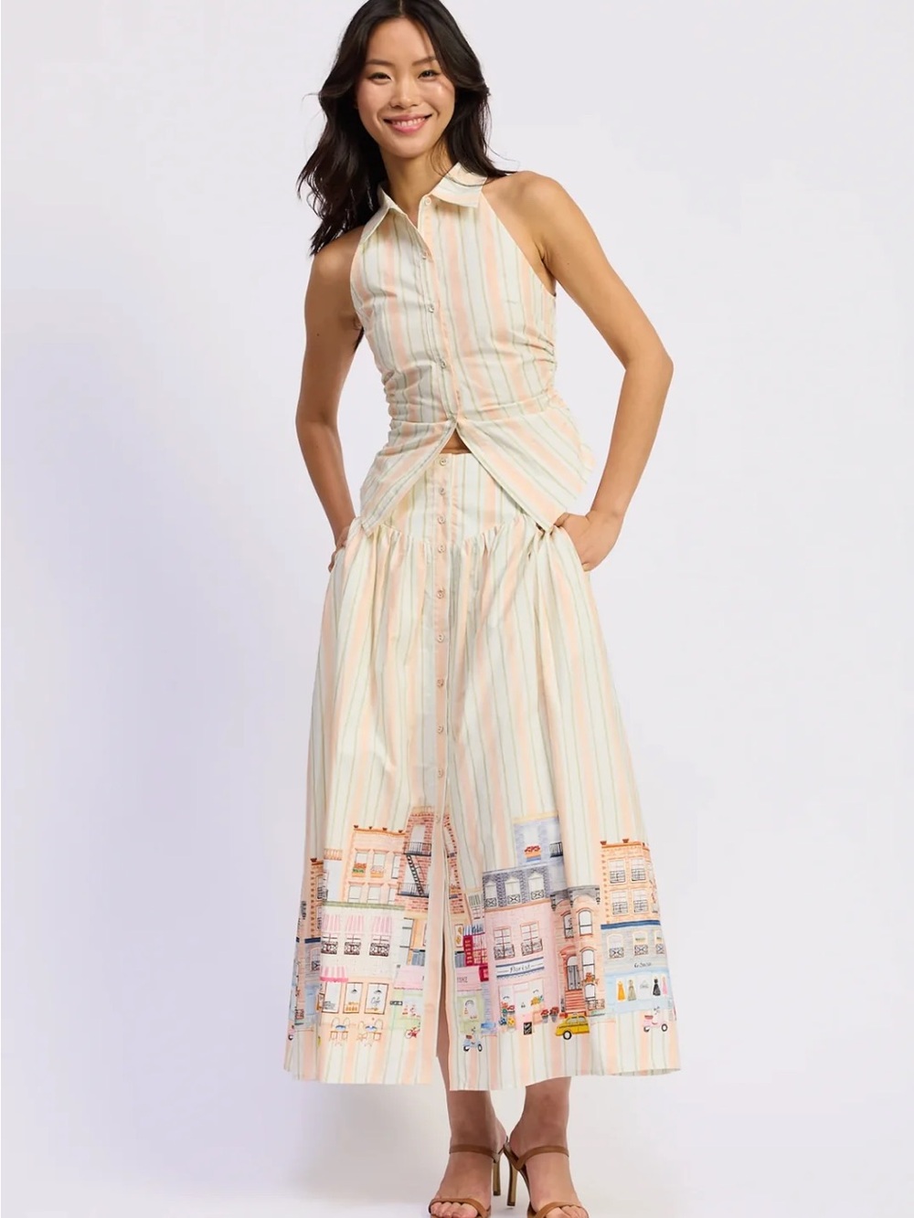 NWT En Saison Athena Maxi Skirt French City Village-Medium